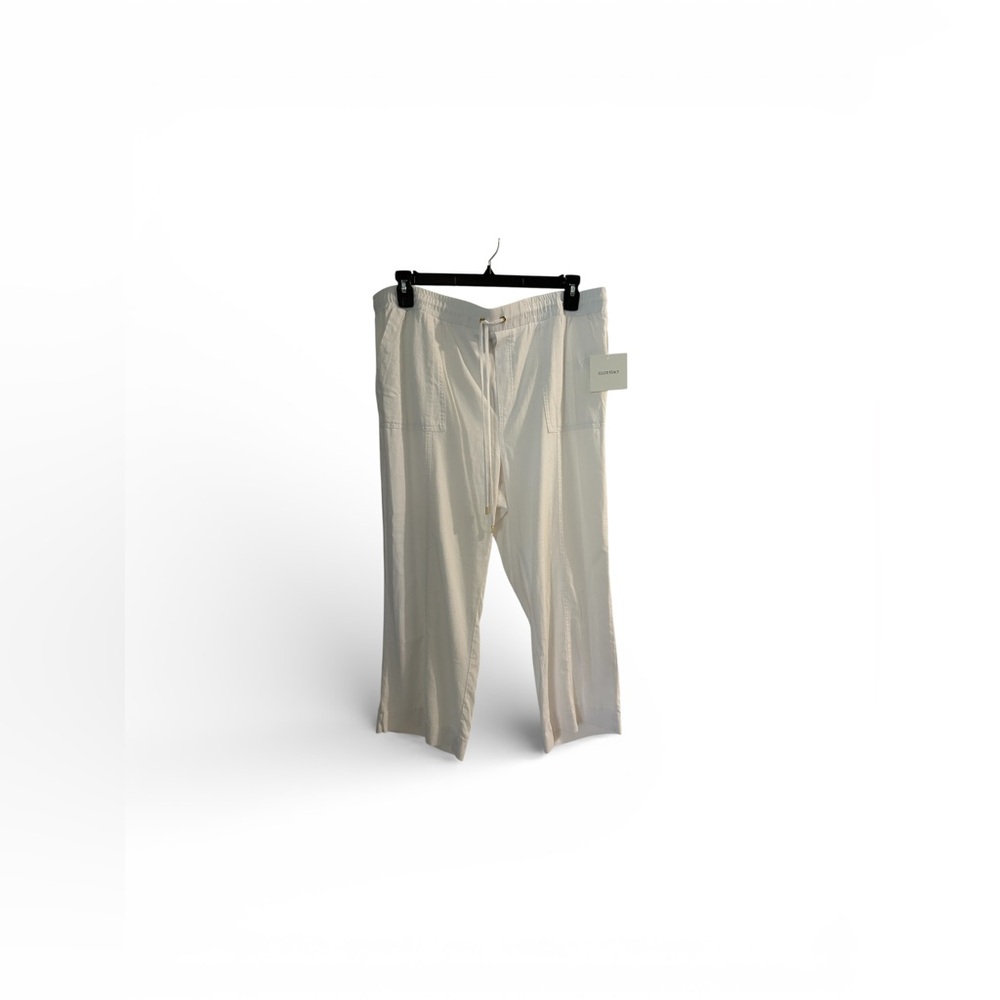 NWT Ellen Tracy Classic White Linen Cropped Pants